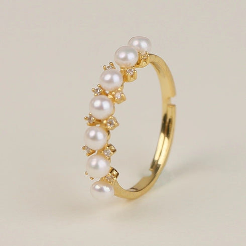 Garland Pearl Zirconia Ring - 18K Gold Vermeil